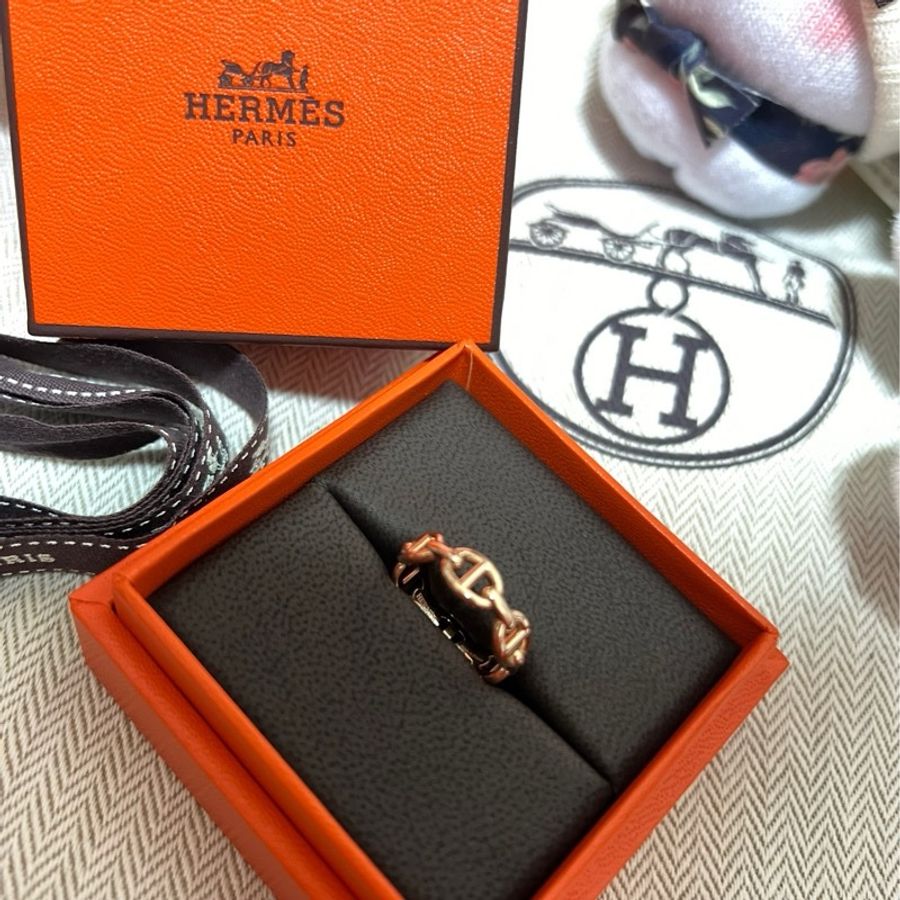 HERMES Chaine d'ancre 全新豬鼻戒指(18K 玫瑰金52)-8