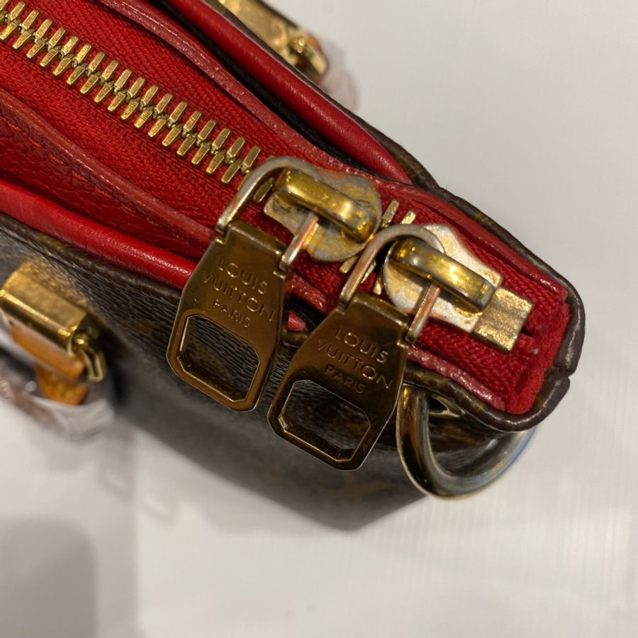 LV pallas傳奇包款 老花配紅皮 兩用包-32