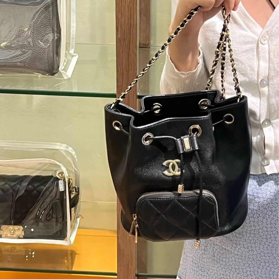 閒置品 全配❤️#香奈兒 #黑金 #荔枝皮 #水桶包-1