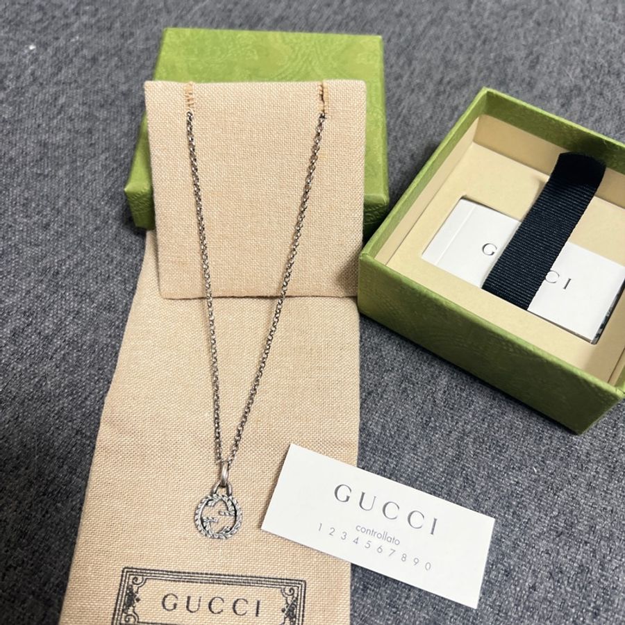 漢神巨蛋專櫃Gucci 吊墜銀色項鍊-0