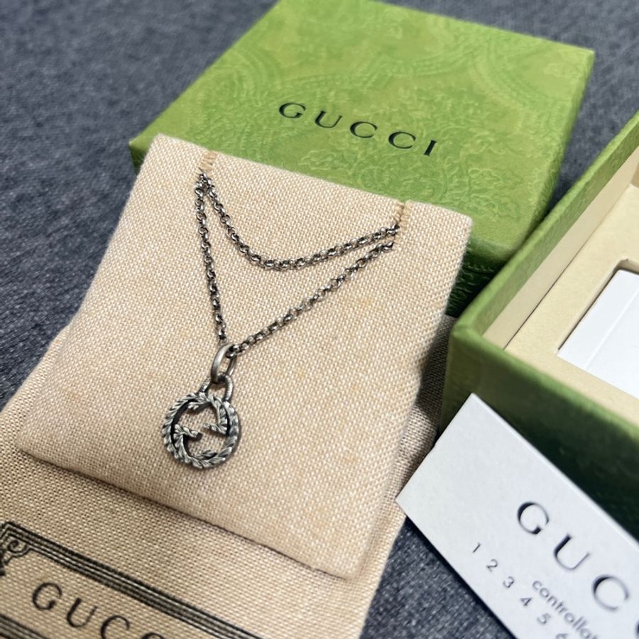漢神巨蛋專櫃Gucci 吊墜銀色項鍊-3