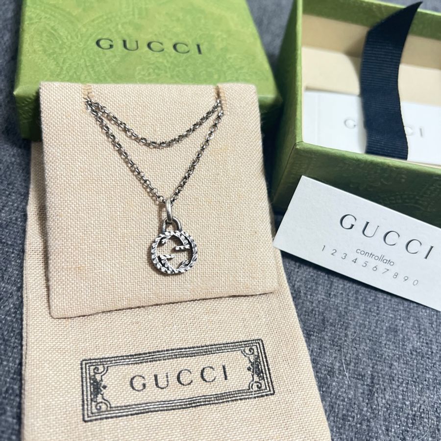 漢神巨蛋專櫃Gucci 吊墜銀色項鍊-5