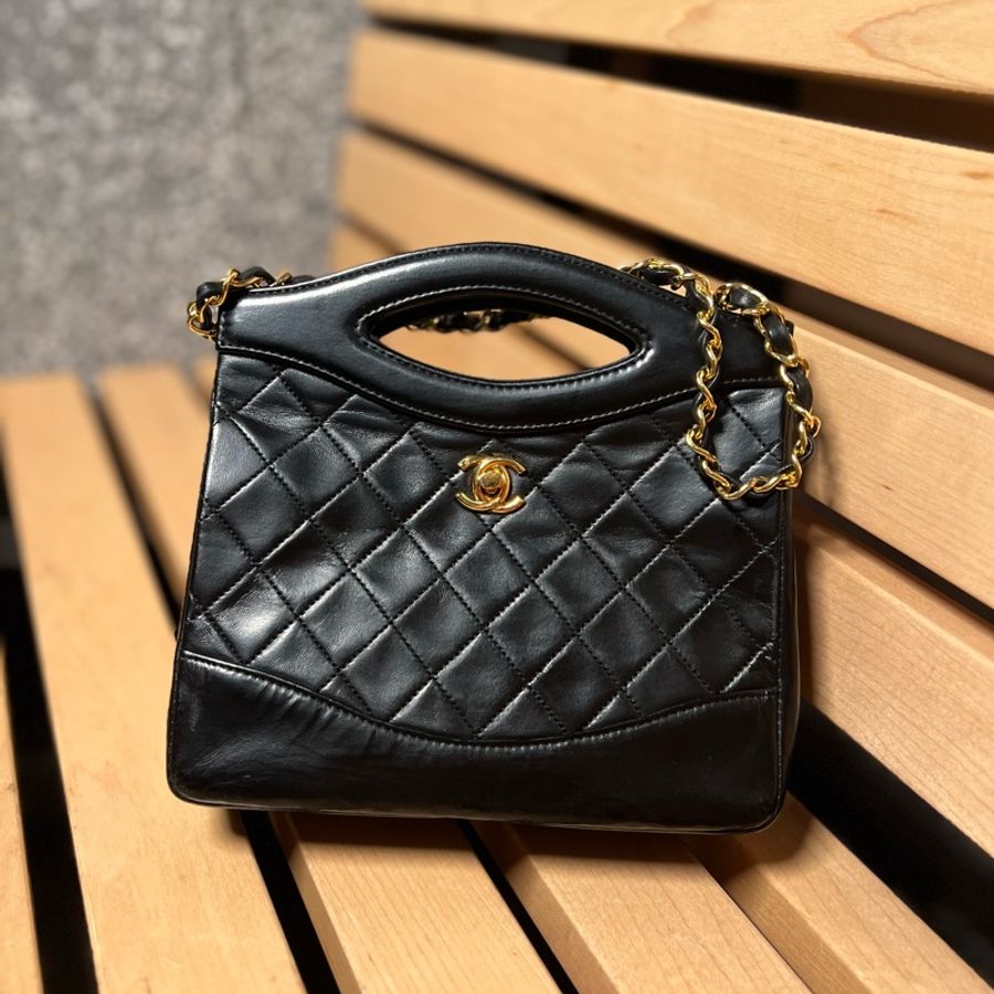 Vintage Chanel 31 mini bag 中古香奈兒米白色手提肩背包-5