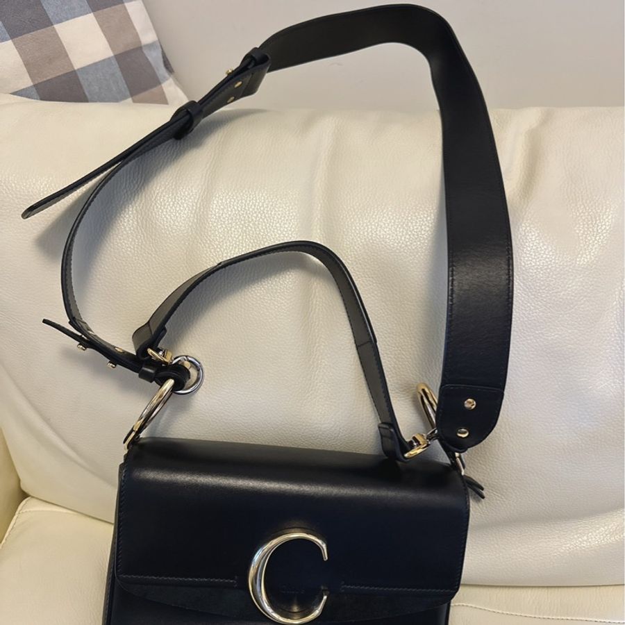 CHLOE 蔻依 黑色 牛皮 方型兩用包 Chloe C 系列 斜背有個性 手提有氣質-19