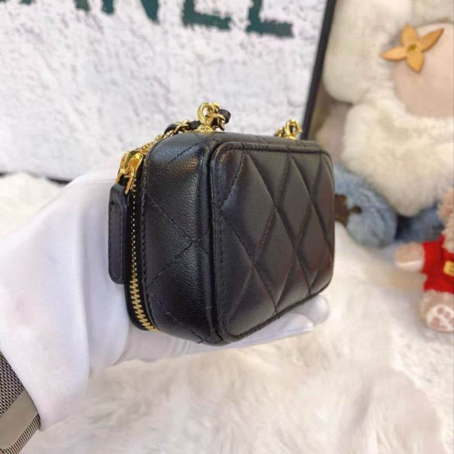 Chanel 21K 鏡面mini 黑金相機包 11*7 全新配件保卡塵袋盒子-3