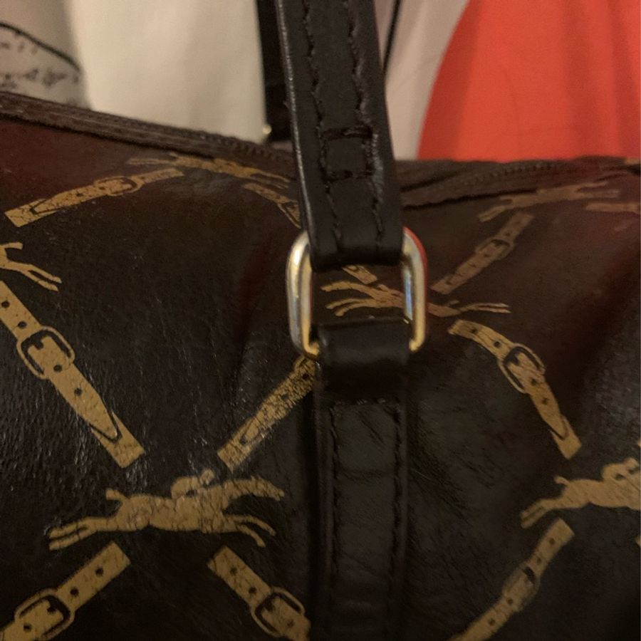 Longchamp 經典logo圖騰真皮圓筒包-16