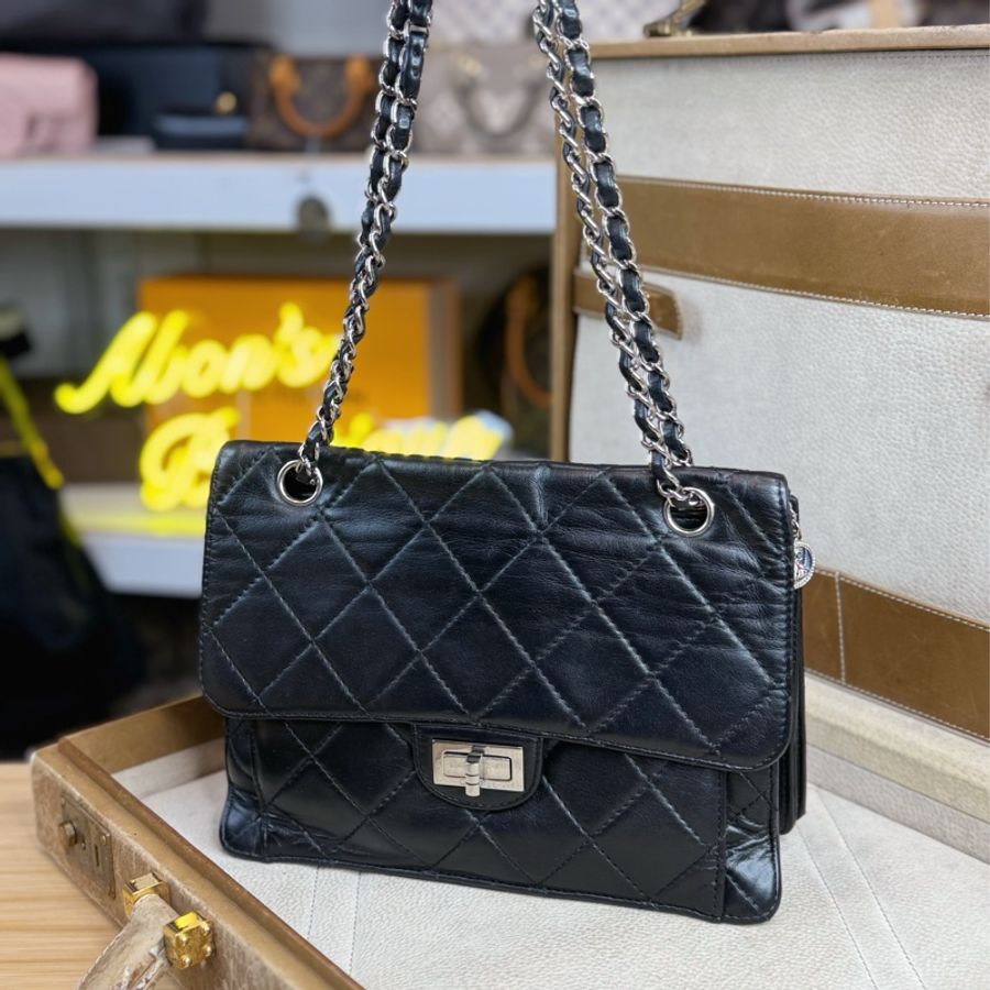 CHANEL vintage方形黑銀2.55釦多層鏈包/特別版🖤超實用空間-1