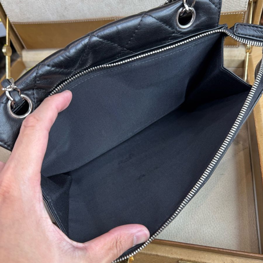 CHANEL vintage方形黑銀2.55釦多層鏈包/特別版🖤超實用空間-13