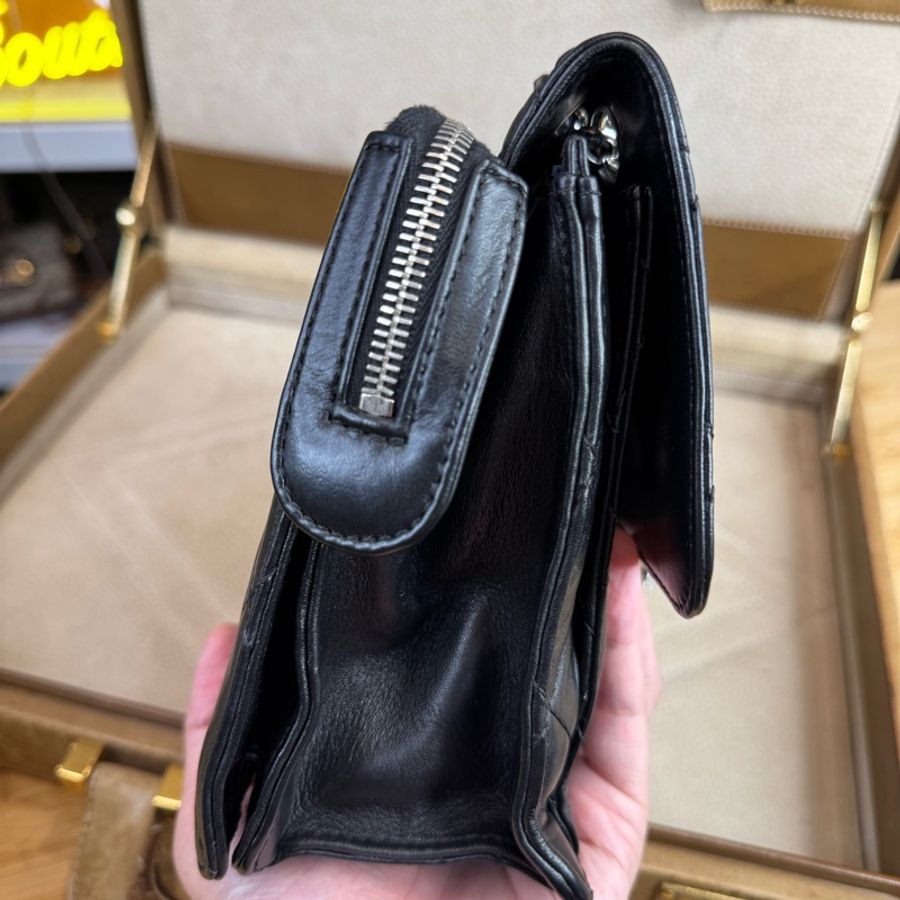 CHANEL vintage方形黑銀2.55釦多層鏈包/特別版🖤超實用空間-16