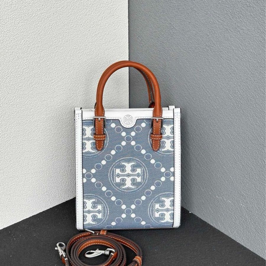 Tory Burch T Monogram 牛仔藍迷你琴譜包-0