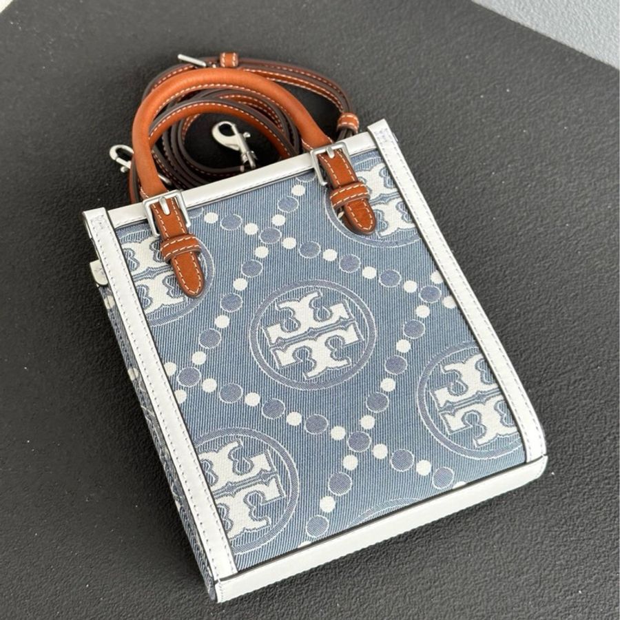 Tory Burch T Monogram 牛仔藍迷你琴譜包-2