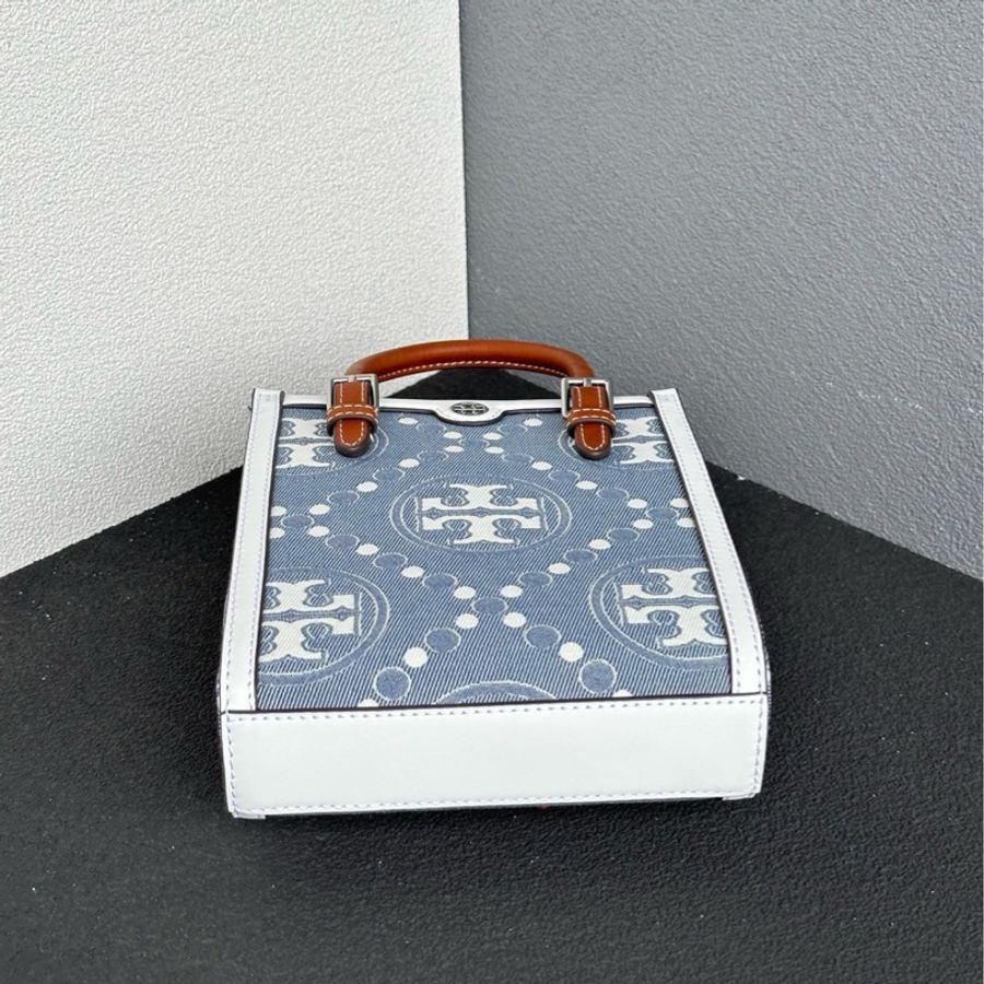 Tory Burch T Monogram 牛仔藍迷你琴譜包-4