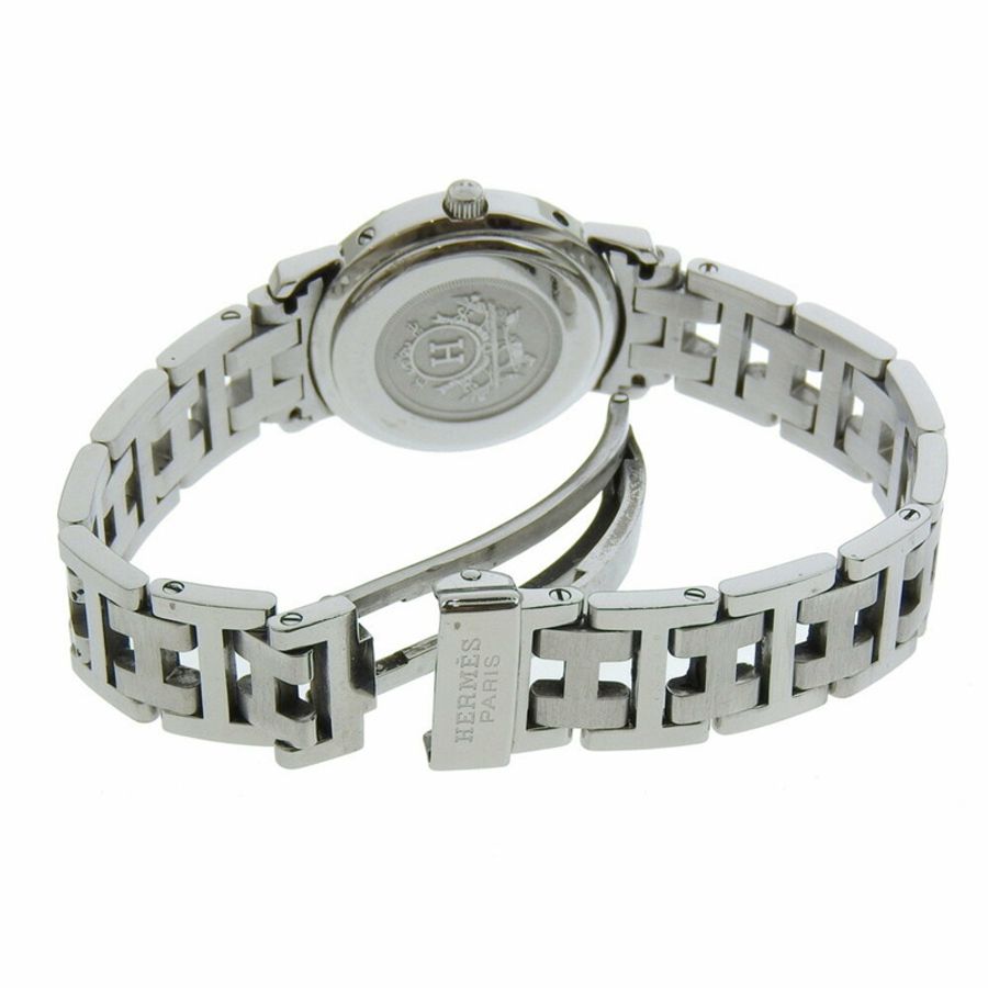 愛馬仕 HERMES Clipper 手錶 CL4.210 不鏽鋼石英模擬顯示白色錶盤女款 S212224805-4