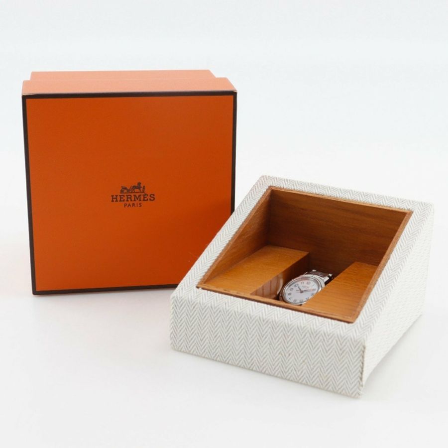 愛馬仕 HERMES Clipper 手錶 CL4.210 不鏽鋼石英模擬顯示白色錶盤女款 S212224805-8
