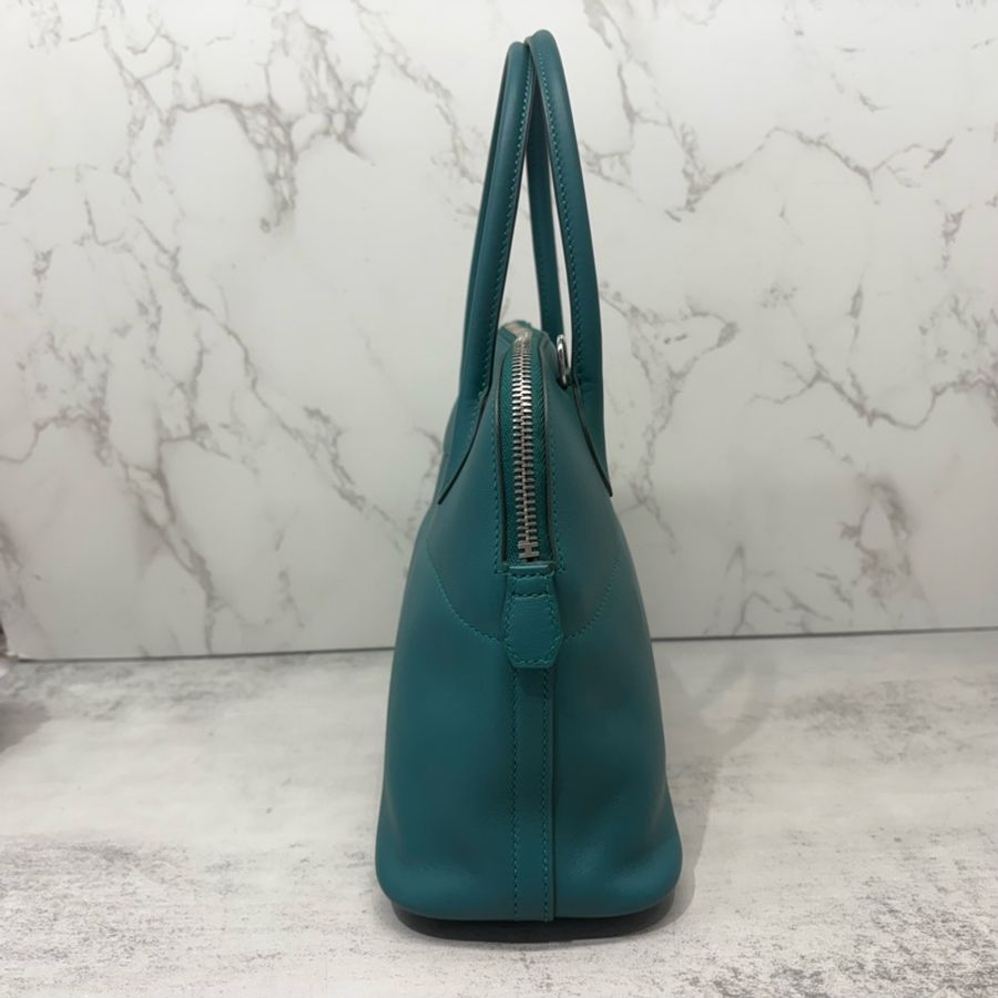 HERMES愛馬仕|Bolide 27 保齡球包 孔雀綠銀扣 A刻-6