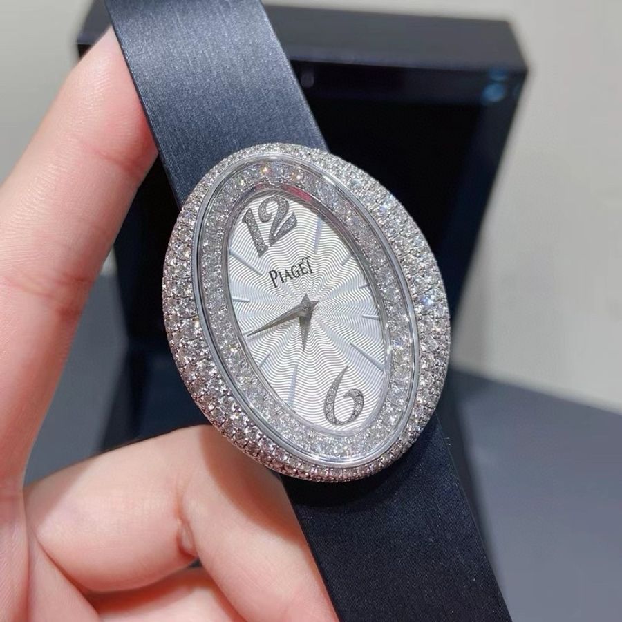 伯爵珠寶腕錶系列G0A35099白金原鑽石英女表-1