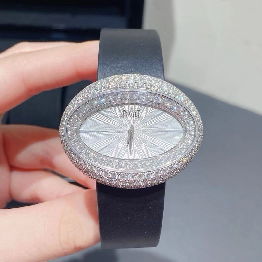 伯爵珠寶腕錶系列G0A35099白金原鑽石英女表-4