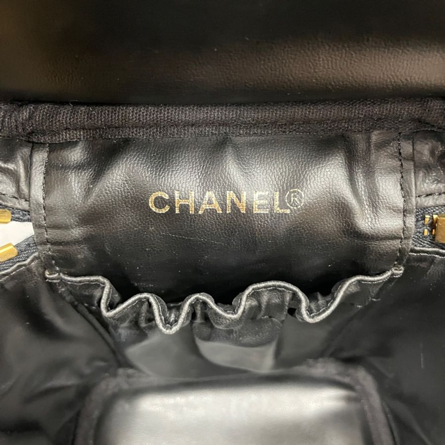 Chanel 黑金荔枝皮化妝盒Vanity手提包-23