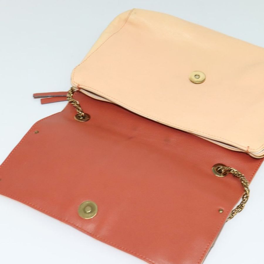 【日本直送】Chloe 鏈條單肩包 皮革 米色 金色 正品 am8219-9