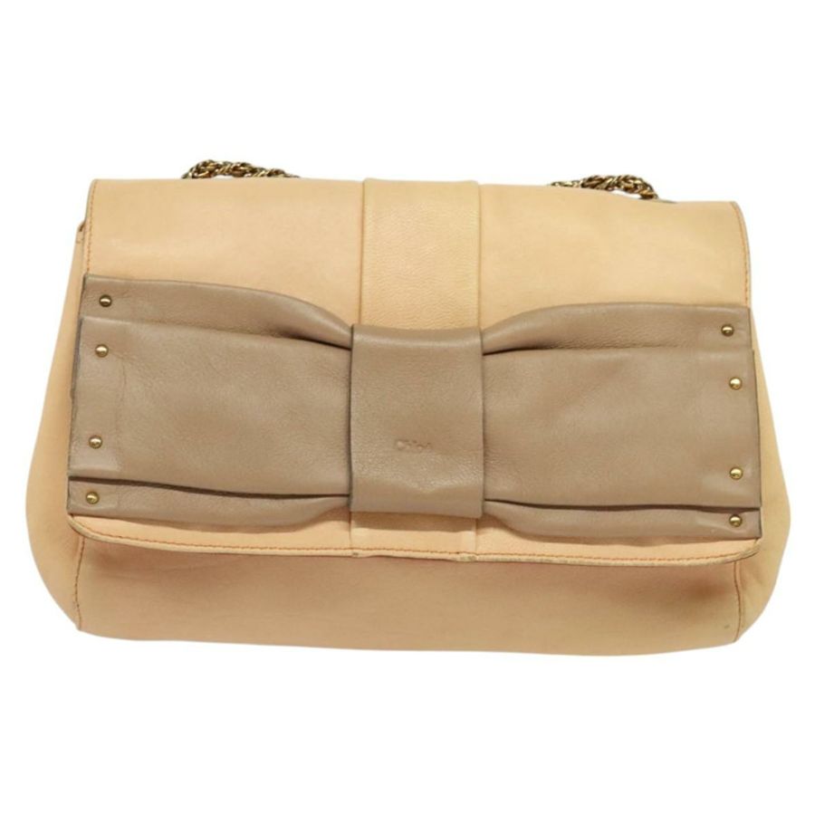 【日本直送】Chloe 鏈條單肩包 皮革 米色 金色 正品 am8219-12