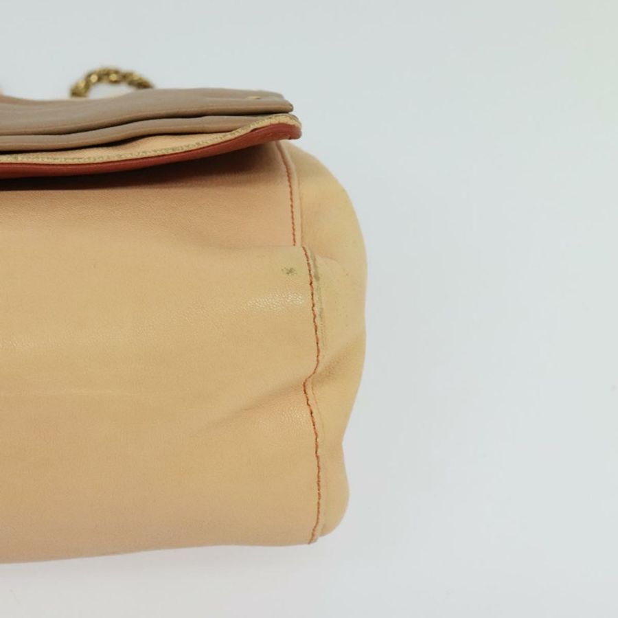 【日本直送】Chloe 鏈條單肩包 皮革 米色 金色 正品 am8219-13