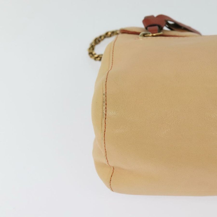 【日本直送】Chloe 鏈條單肩包 皮革 米色 金色 正品 am8219-14