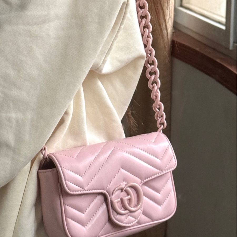 GUCCI古馳 GG Marmont 單肩包 粉色 全新-4