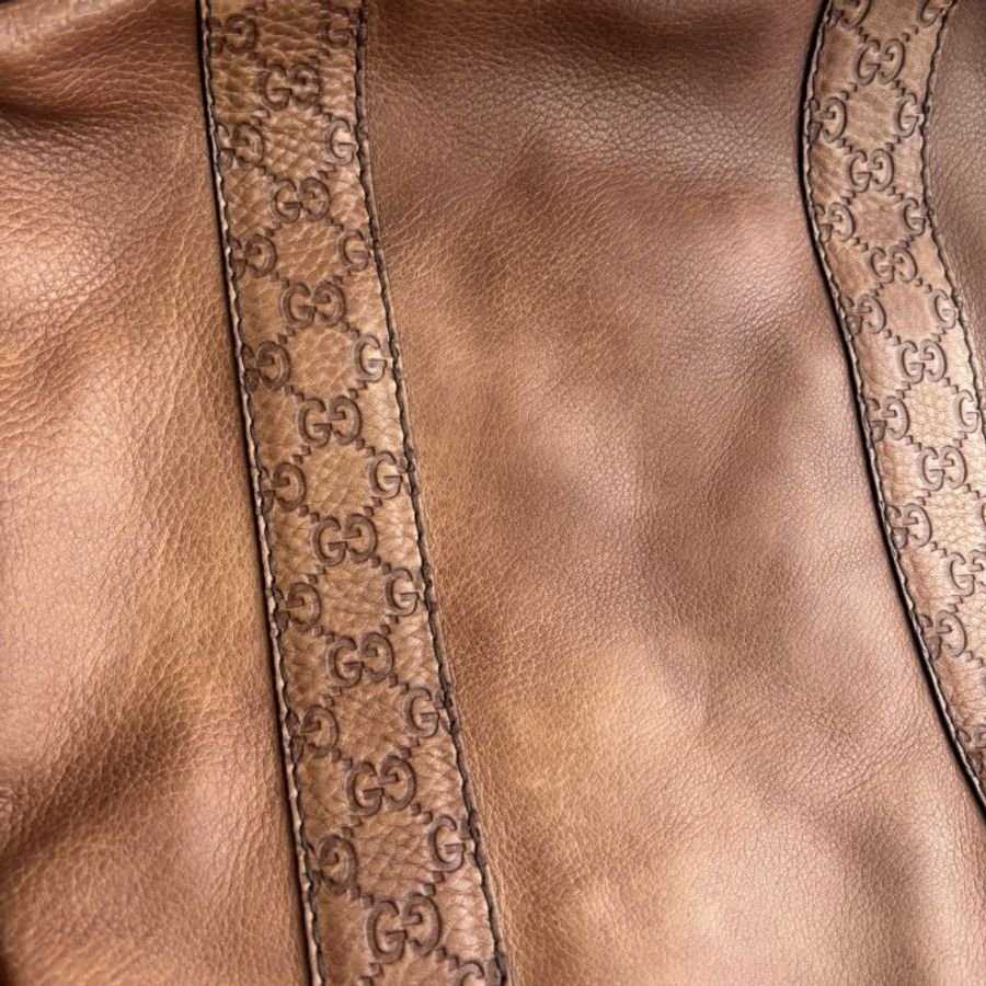 ::GUCCI:: Bambo Bar Tote 竹節編織提把 棕色皮革托特手提包肩背包-19