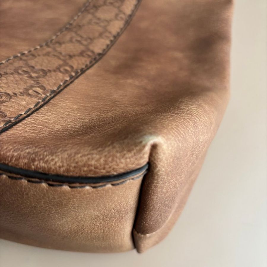 ::GUCCI:: Bambo Bar Tote 竹節編織提把 棕色皮革托特手提包肩背包-26