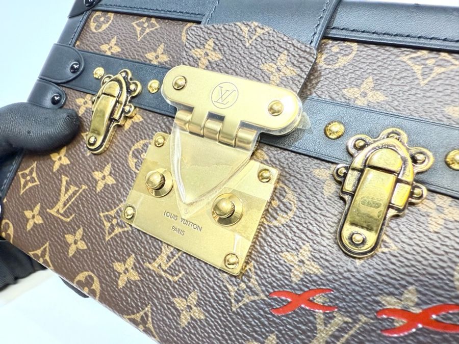 LV原花拼黑牛皮金釦Petite Malle硬箱包M44199-8