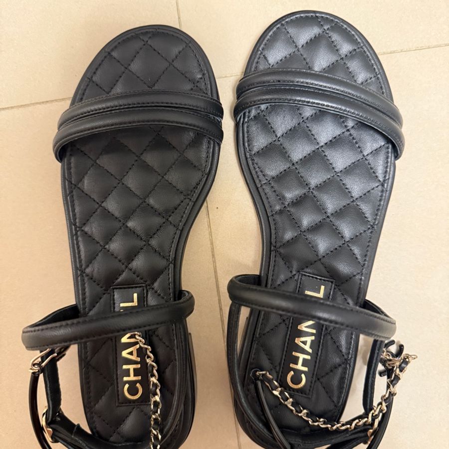 chanel 穿鏈 吊飾 涼鞋 36.5-1