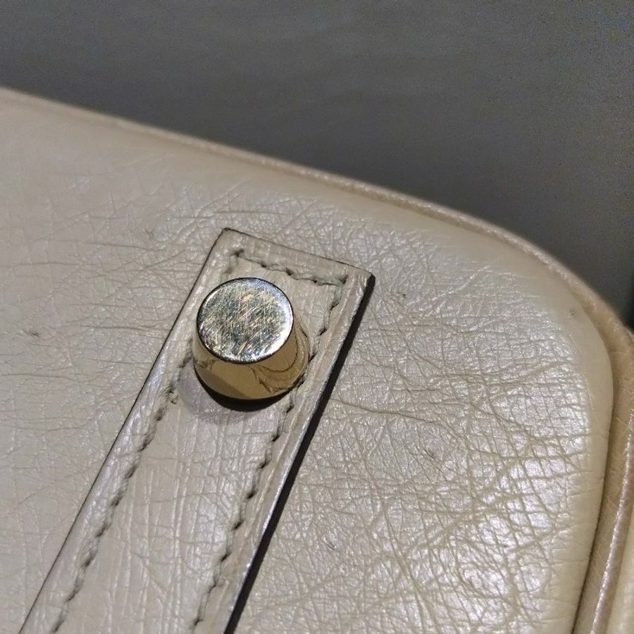 Hermes 金釦淺色鴕鳥皮柏金 30 Birkin-29
