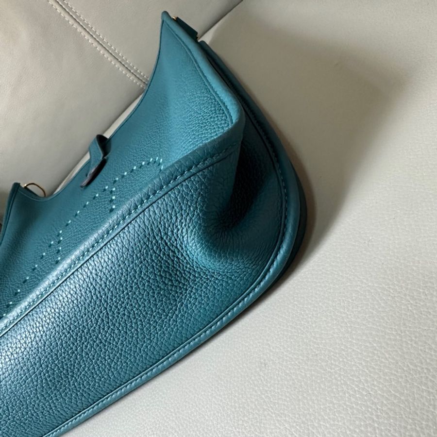 愛馬仕 hermes Evelyne 29牛仔藍銀扣togo皮D刻-3