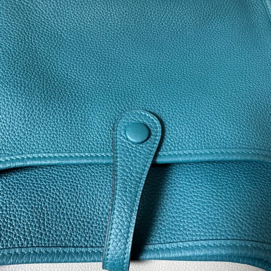 愛馬仕 hermes Evelyne 29牛仔藍銀扣togo皮D刻-6