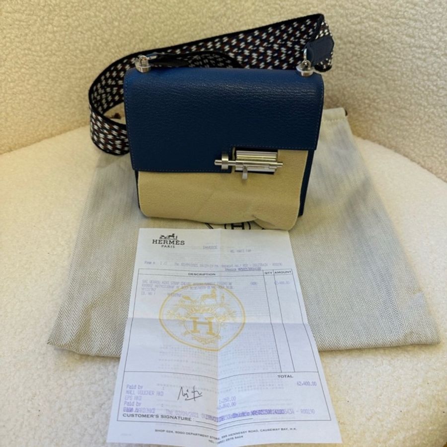 愛馬仕 Verrou Mini 深邃藍，銀扣手槍包，Y刻，品相好98新-9