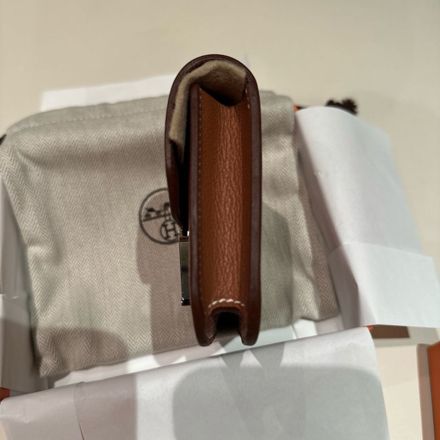 全新愛馬仕 Hermes Constance slim wallet - 淺金棕色-7