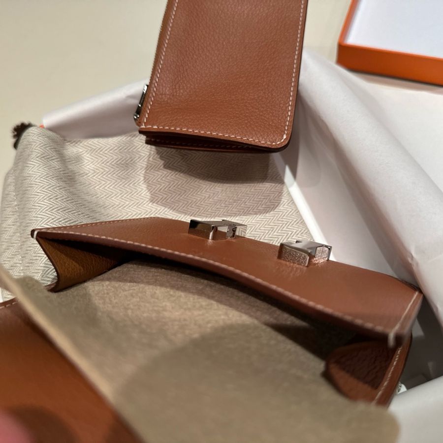 全新愛馬仕 Hermes Constance slim wallet - 淺金棕色-9
