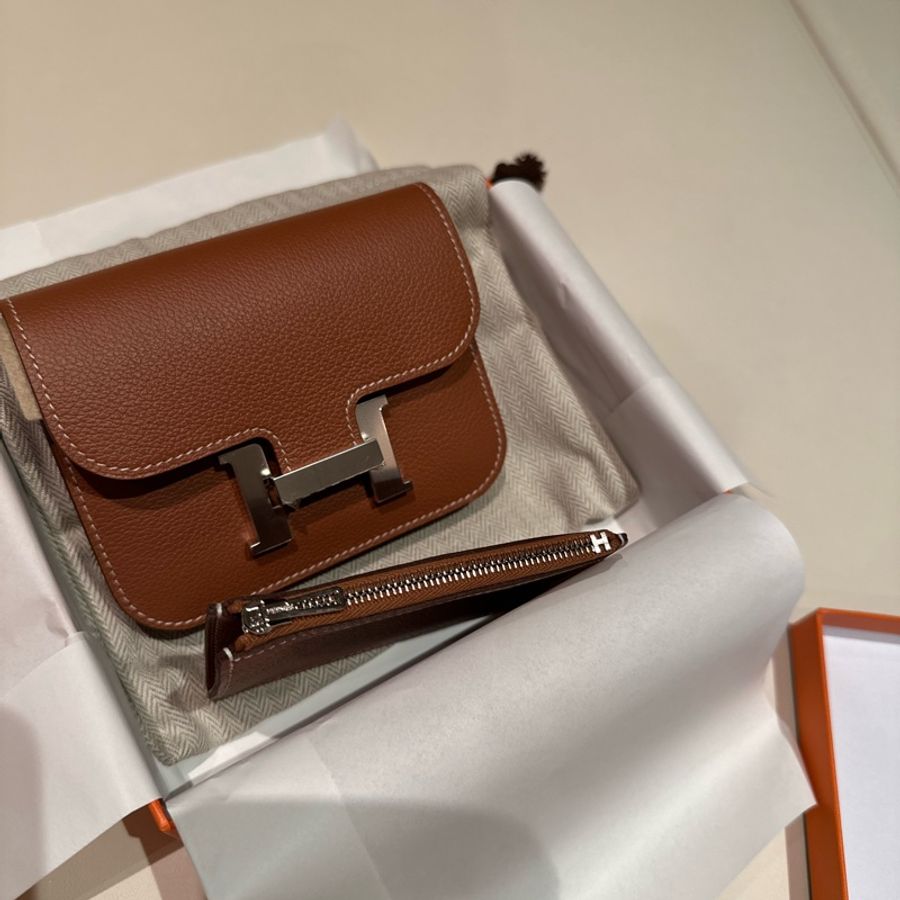 全新愛馬仕 Hermes Constance slim wallet - 淺金棕色-11