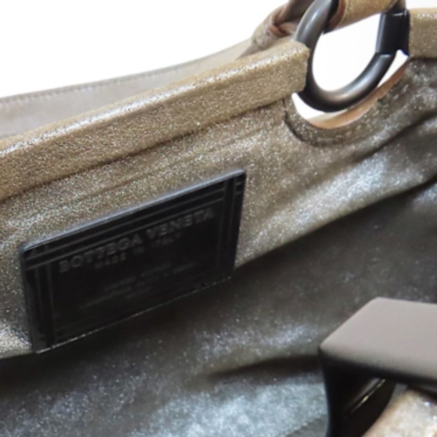 BOTTEGA VENETA 《全球限量款》銀粉 棕色編織牛皮 肩背包-14