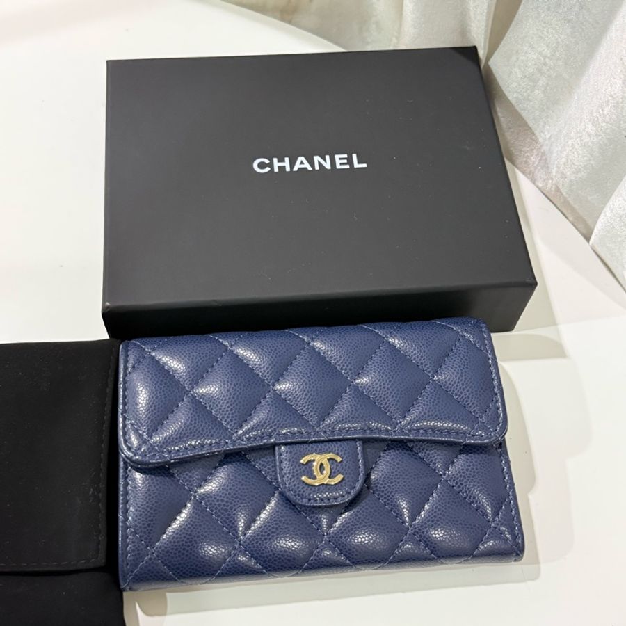 CHANEL 海軍藍三折中夾皮夾🖤有購證🫶🏻甜甜價出-12
