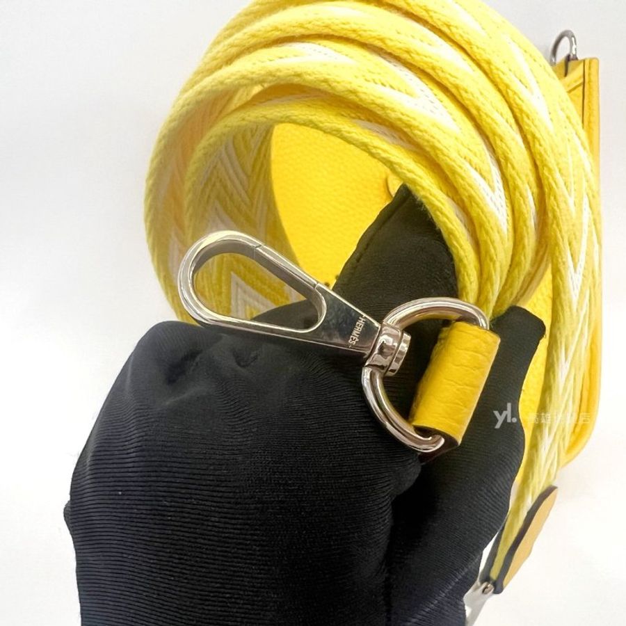 ❣Hermes 9O那不勒斯黃TC皮Mini evelyne銀釦斜背包-11