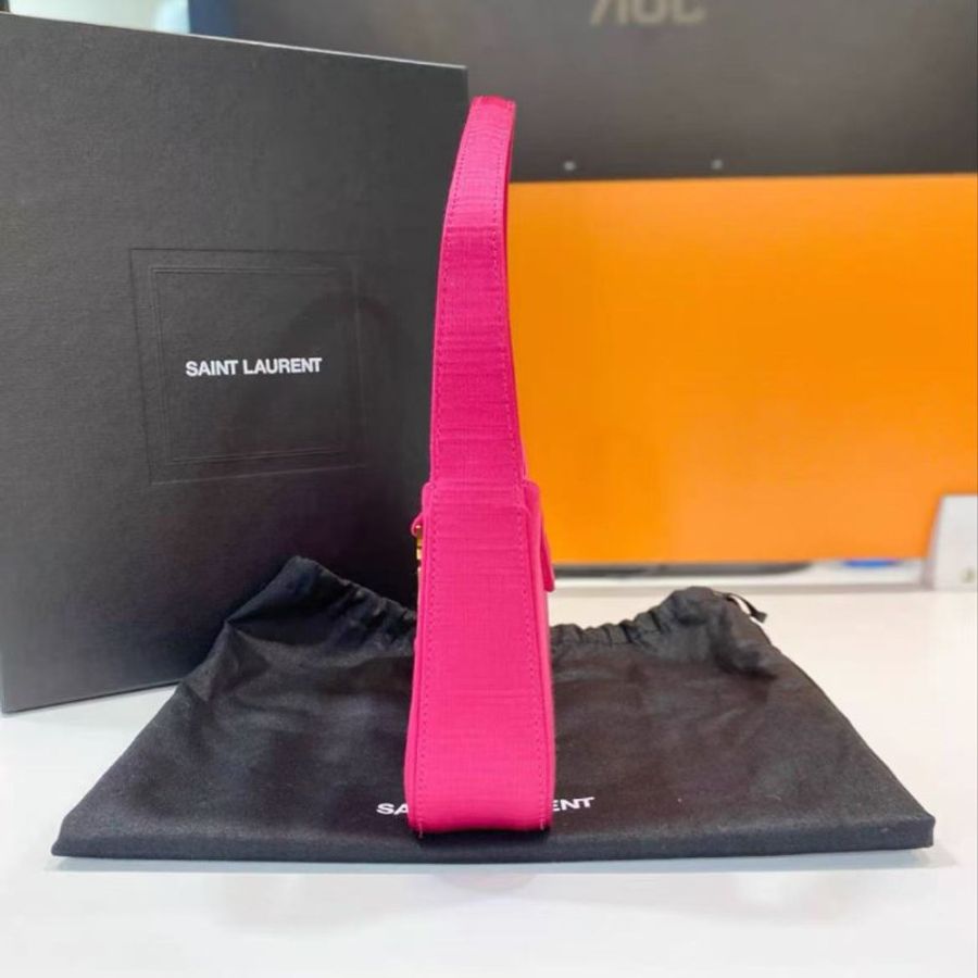 YSL 芭比粉色緞面迷你hobo腋下包 19*12cm  全新配件塵袋-2