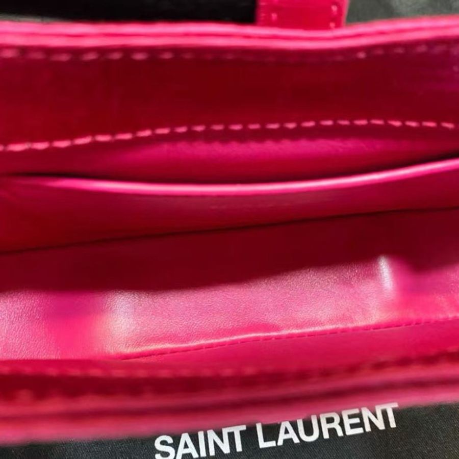 YSL 芭比粉色緞面迷你hobo腋下包 19*12cm  全新配件塵袋-4