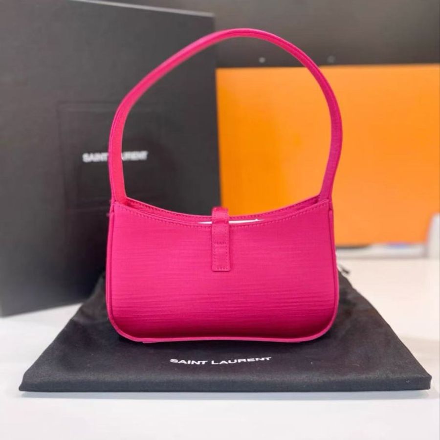 YSL 芭比粉色緞面迷你hobo腋下包 19*12cm  全新配件塵袋-6