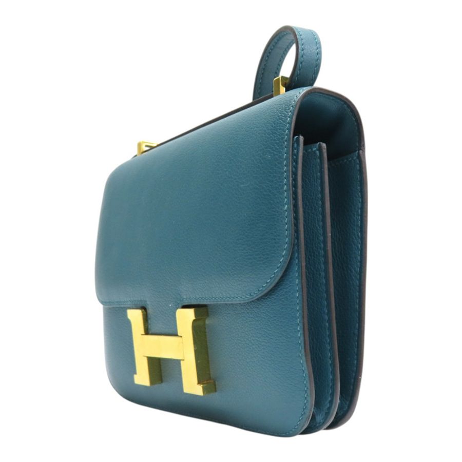 孔雀綠 Evercolor 牛皮 Constance 19 康康包 肩背包 U刻 金扣【HERMES 愛馬仕】-2