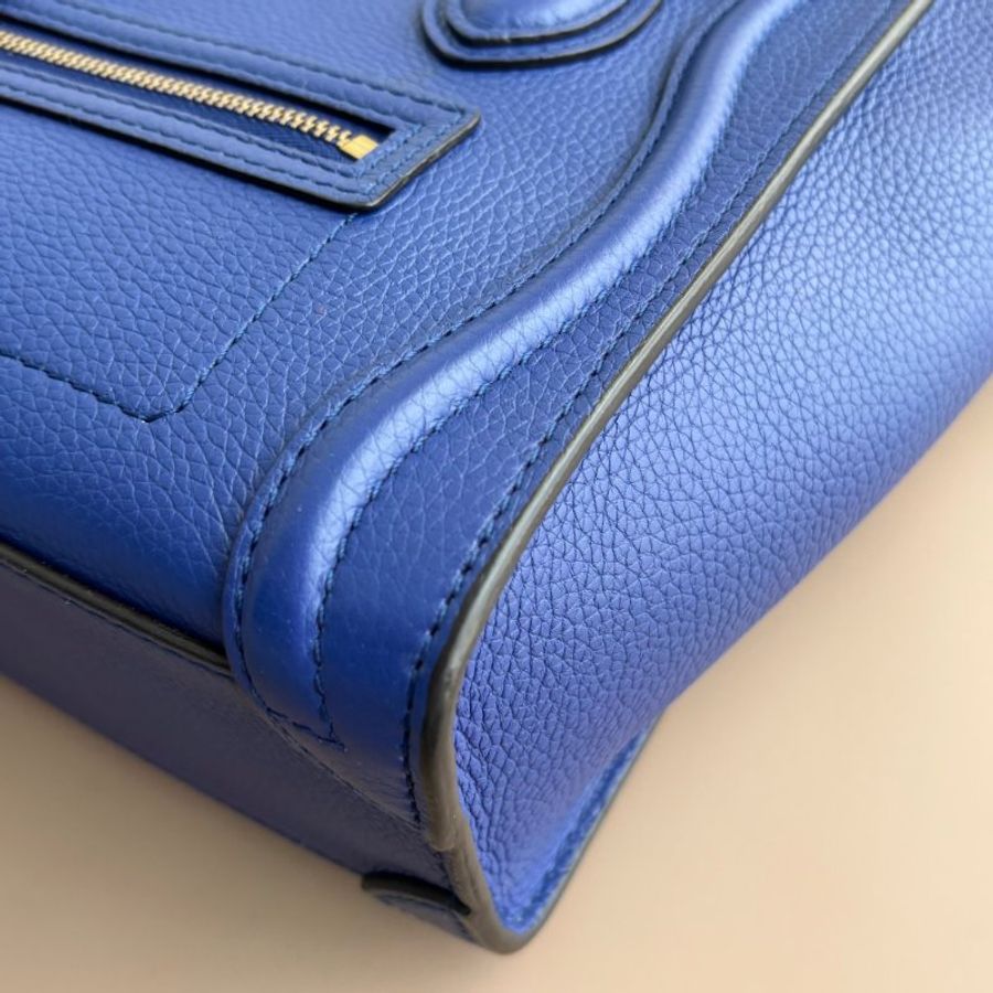 ::CELINE:: LUGGAGE Nano 藍色小牛皮手提斜背包 囧包-4
