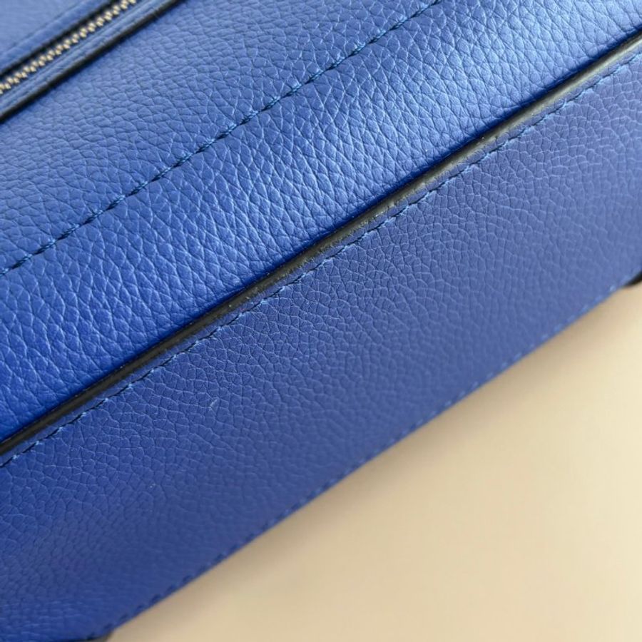 ::CELINE:: LUGGAGE Nano 藍色小牛皮手提斜背包 囧包-6