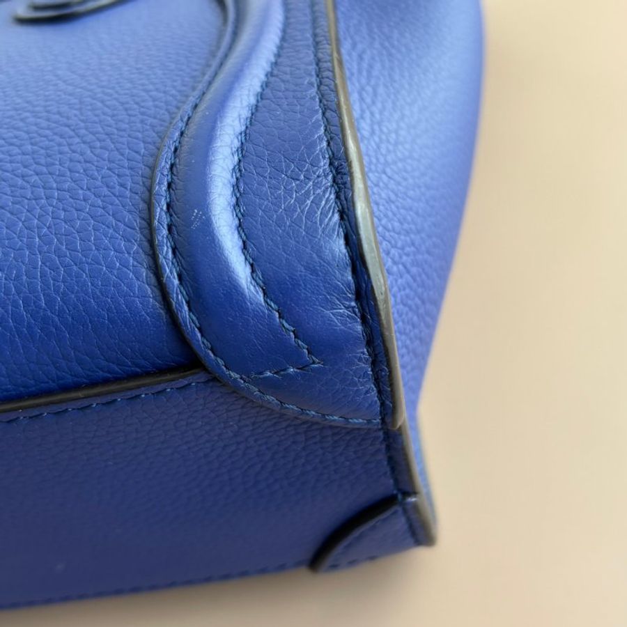 ::CELINE:: LUGGAGE Nano 藍色小牛皮手提斜背包 囧包-12