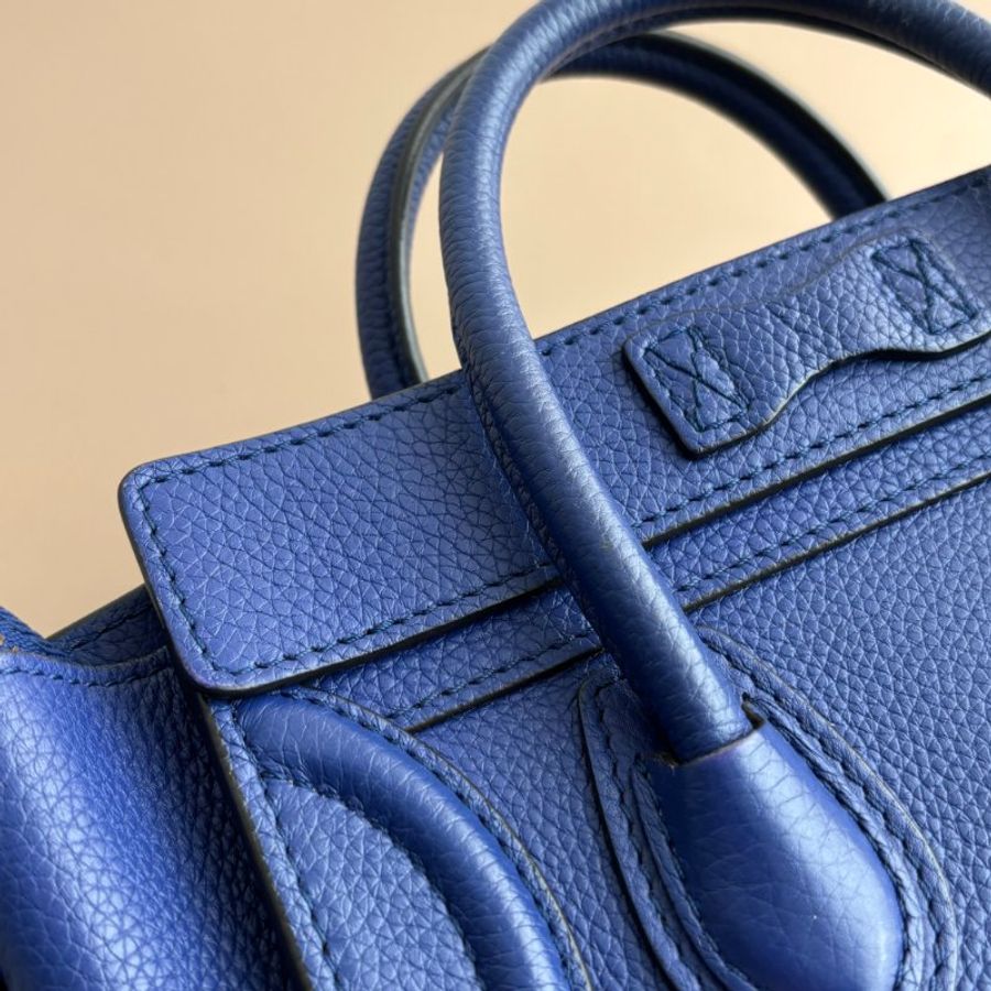 ::CELINE:: LUGGAGE Nano 藍色小牛皮手提斜背包 囧包-15
