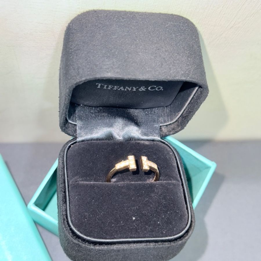 Tiffany T Wire 鑽石線圈戒指 黃金-2